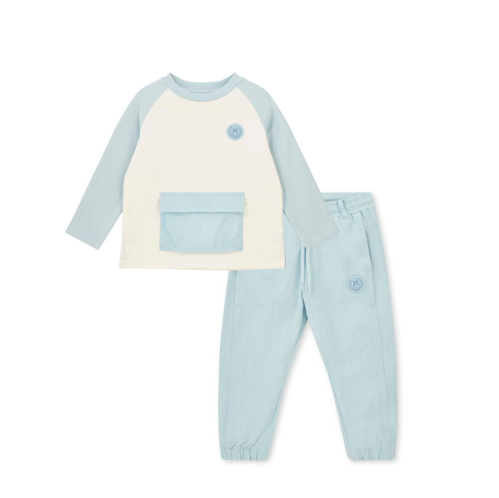 AW25 Mitch & Son JASPER & JUSTIN Blue & White Nylon Sweatshirt & Trousers Set