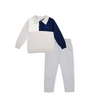 AW25 Mitch & Son JUDE & JETT Navy Blue Grey & White Knitted Polo & Trousers Set