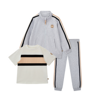 AW25 Mitch & Son JNR LORENZO & LIAM Grey & White Panel Three Piece Zipper Tracksuit