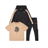 AW25 Mitch & Son JNR LUCAS & LAIRD Black & Beige Circle Logo Three Piece Zipper Tracksuit
