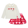 PREORDER AW25 ADee LYLA White Pink & Red Heart Print Skirt Set