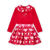 PREORDER AW25 ADee LARA Red White & Pink Heart Print Logo Dress