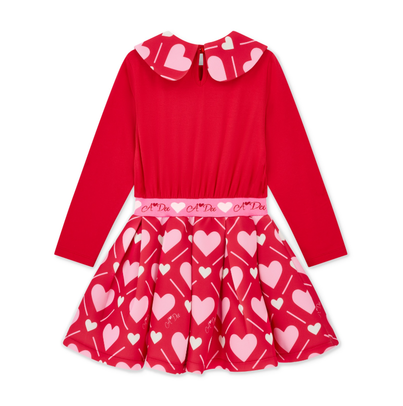 PREORDER AW25 ADee LARA Red White & Pink Heart Print Logo Dress