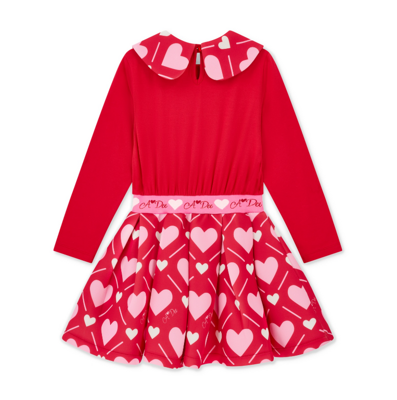 PREORDER AW25 ADee LARA Red White & Pink Heart Print Logo Dress