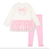 AW25 ADee MILA White & Pink Tulle Bow Leggings Set