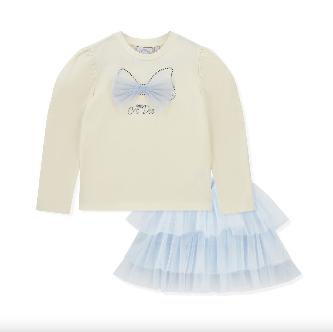 AW25 ADee NAYA White & Blue Tulle Bow Skirt Set