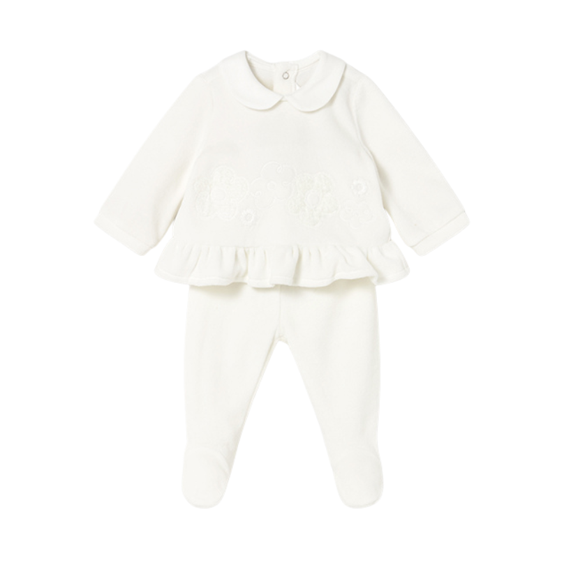 AW25 Mayoral Ivory Velour Floral Two Piece Set