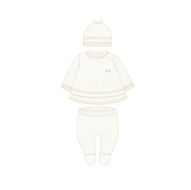 AW25 Mayoral Ivory Knitted Two Piece Set With Hat