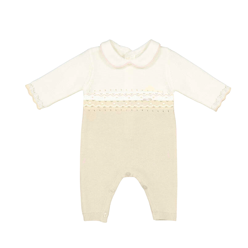 PREORDER AW25 Mayoral Cream & White Knitted Romper