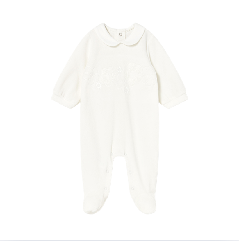 PREORDER AW25 Mayoral Ivory Velour Floral Babygrow