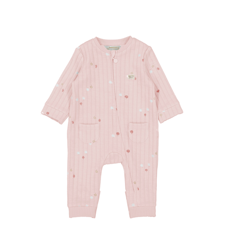 AW25 Mayoral Pink Ribbed Spotty Babygrow