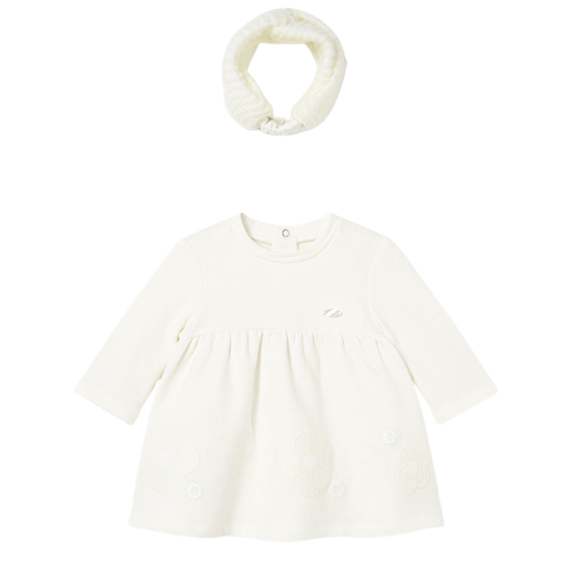 AW25 Mayoral Ivory Floral Dress With Headband
