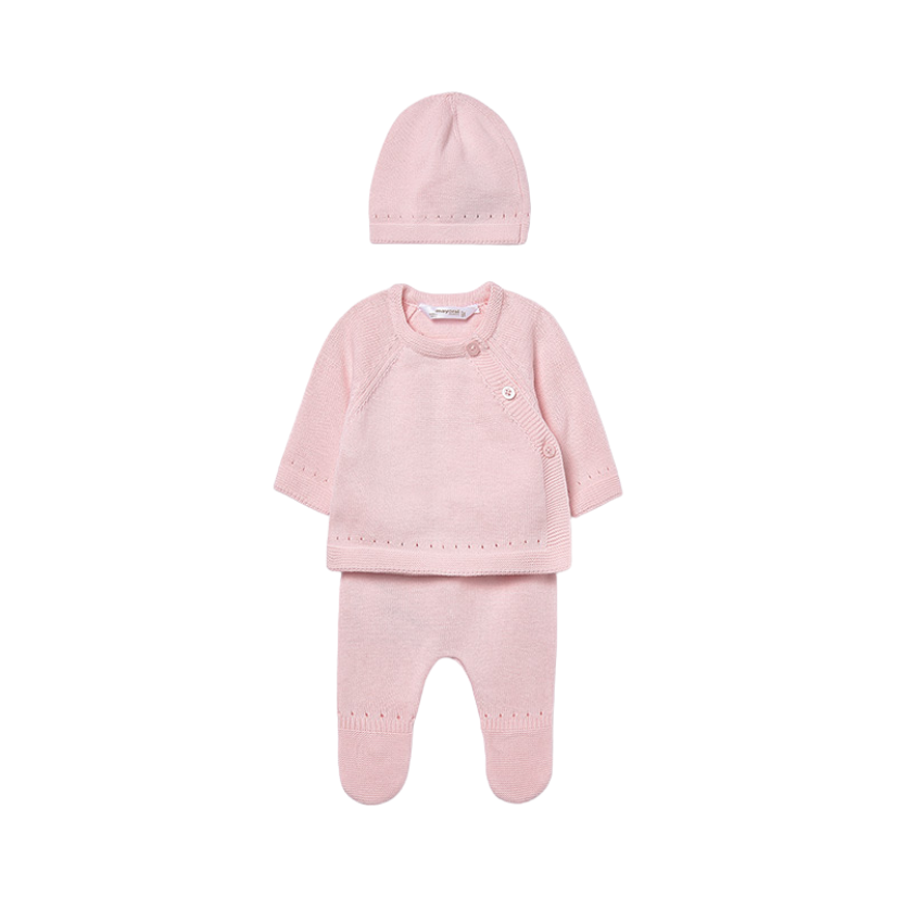 AW25 Mayoral Pink Knitted Two Piece Set With Hat