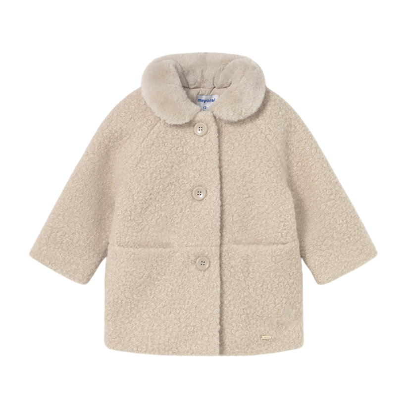 AW25 Mayoral Beige Button Fleece Coat