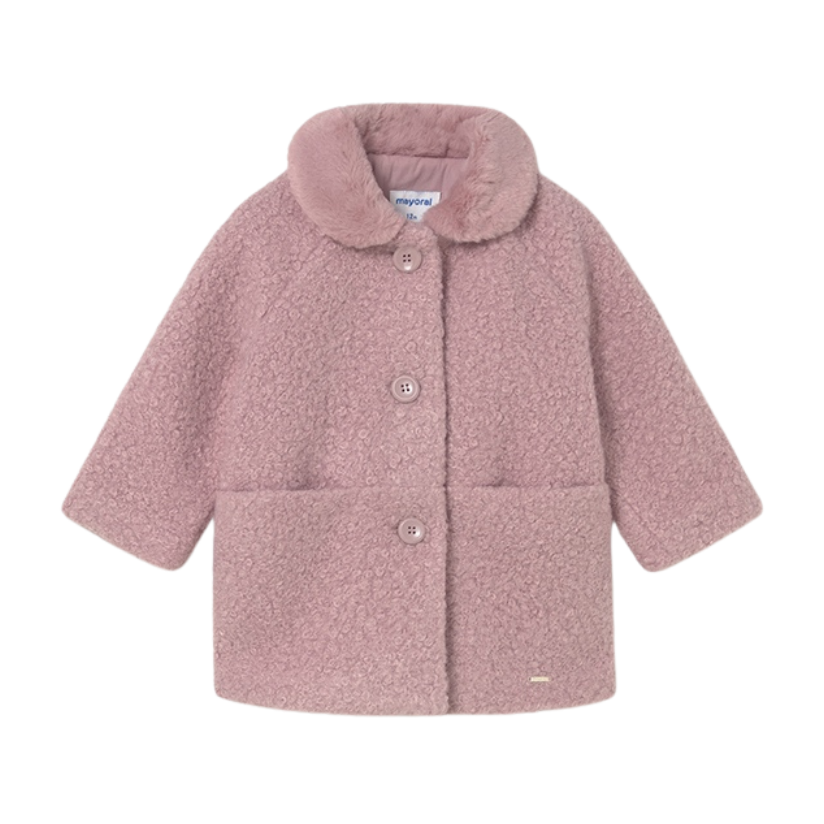 PREORDER AW25 Mayoral Pink Button Fleece Coat