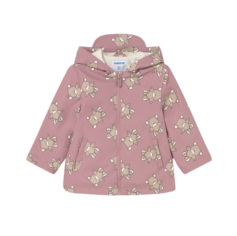PREORDER AW25 Mayoral Pink Teddy Bear Raincoat