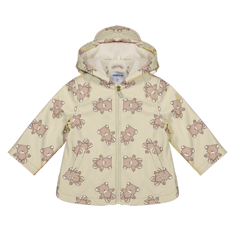 AW25 Mayoral Beige Teddy Bear Raincoat