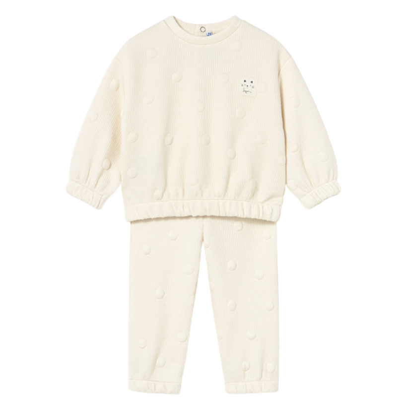AW25 Mayoral Ivory Spotty Ribbed Tracksuit