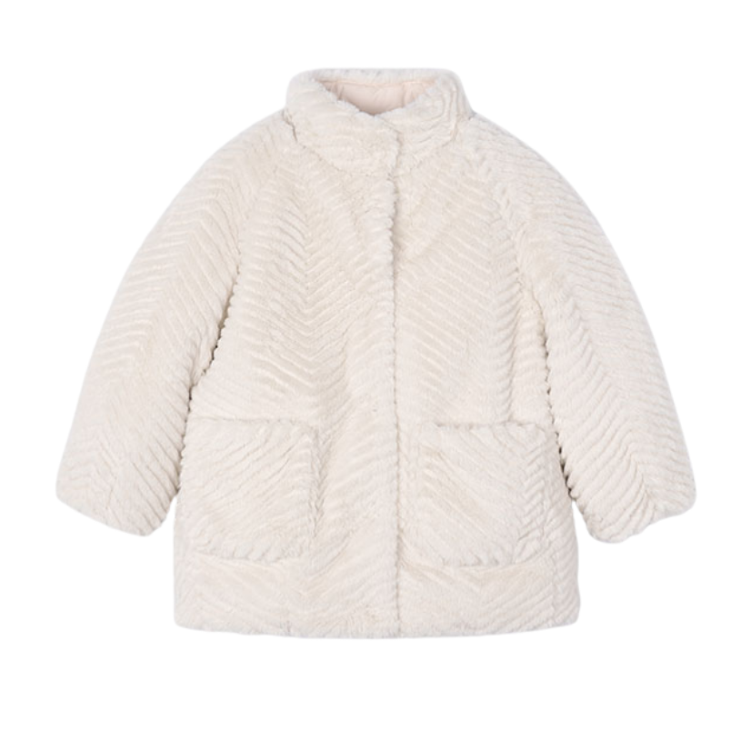 AW25 Mayoral Ivory Faux Fur Coat