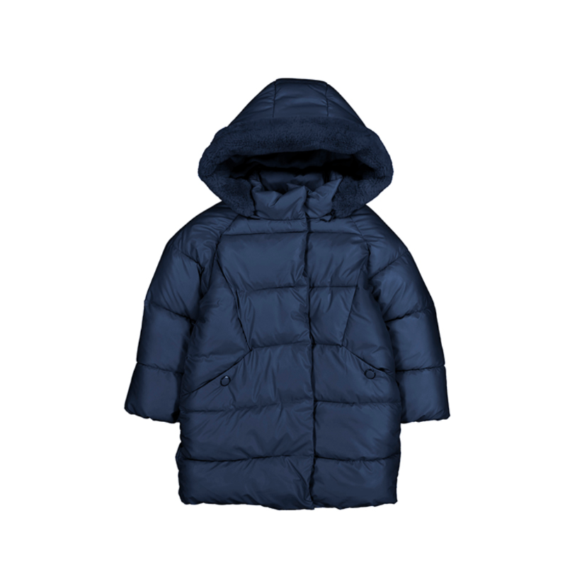 PREORDER AW25 Mayoral Navy Faux Fur Puffer Coat