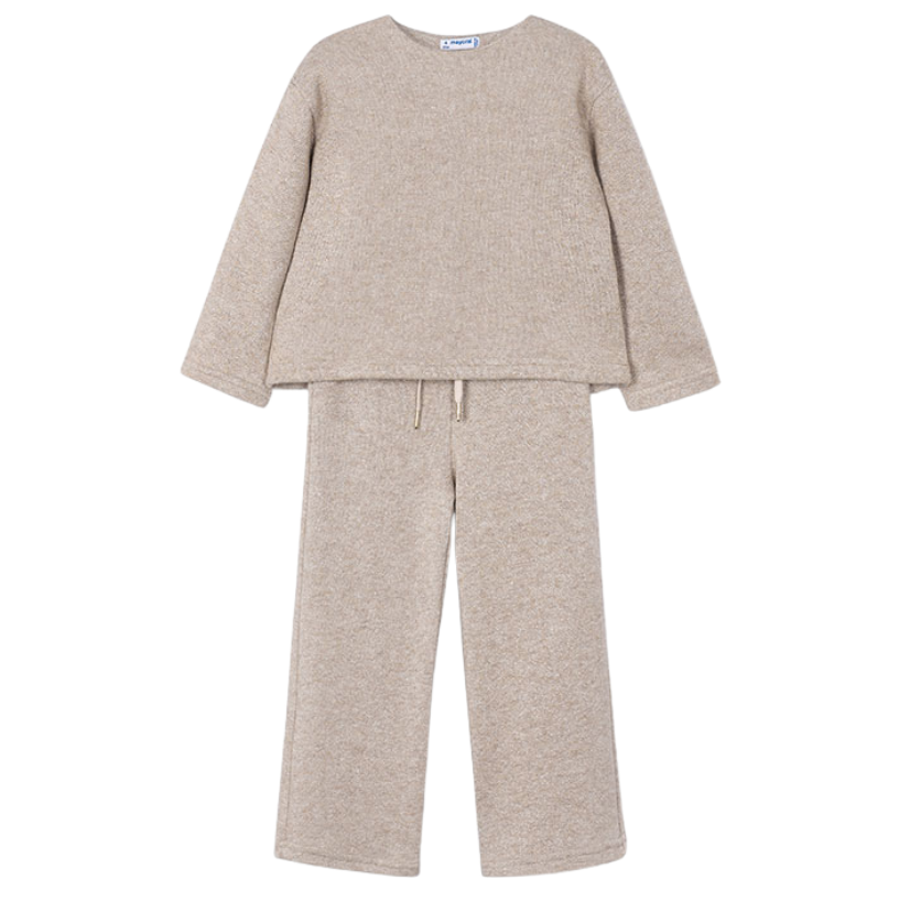 PREORDER AW25 Mayoral Beige Wide Leg Draw String Tracksuit