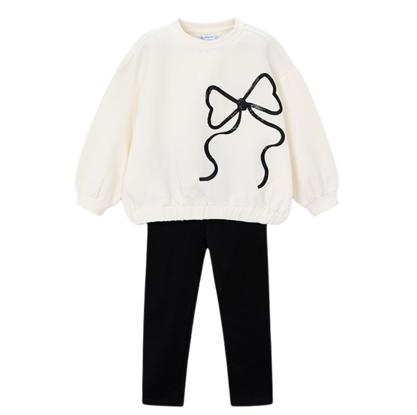 AW25 Mayoral Black Bow Leggings Set
