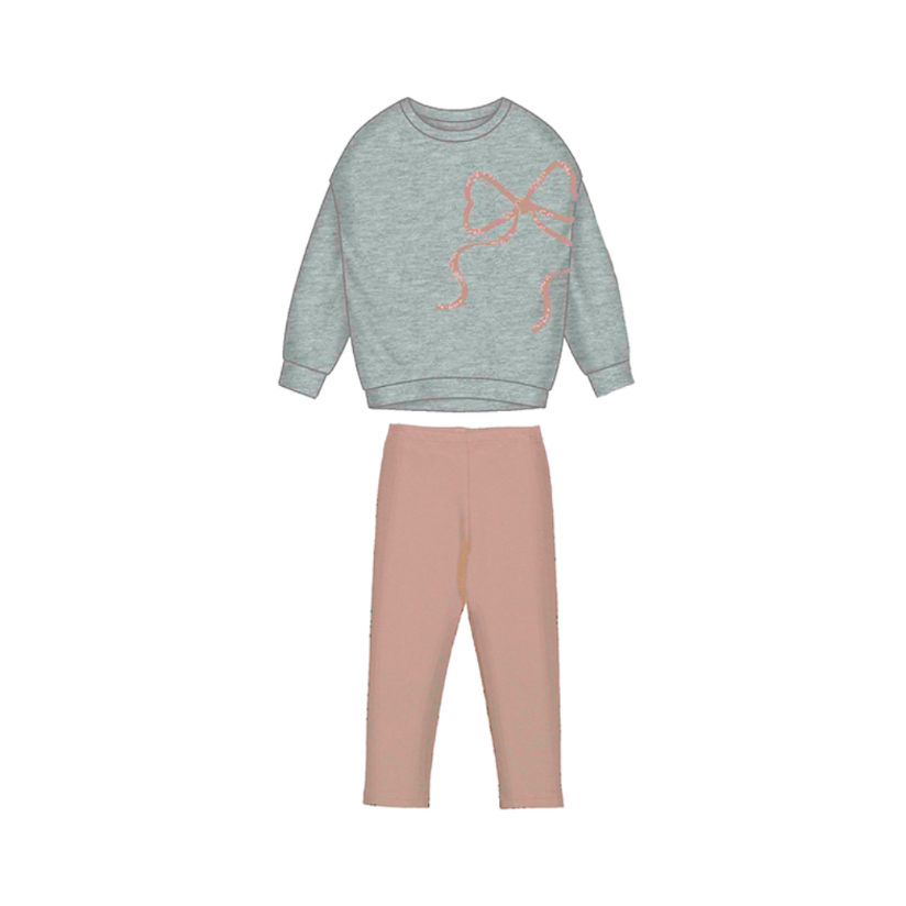 PREORDER AW25 Mayoral Grey & Pink Bow Leggings Set