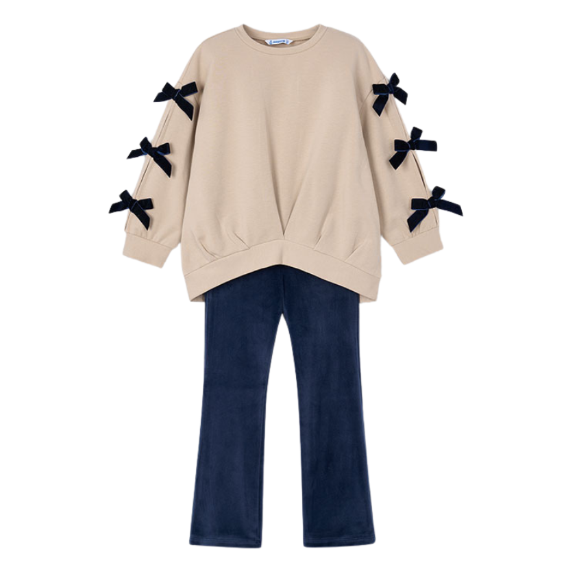 AW25 Mayoral Navy Bow Flared Leggings Set