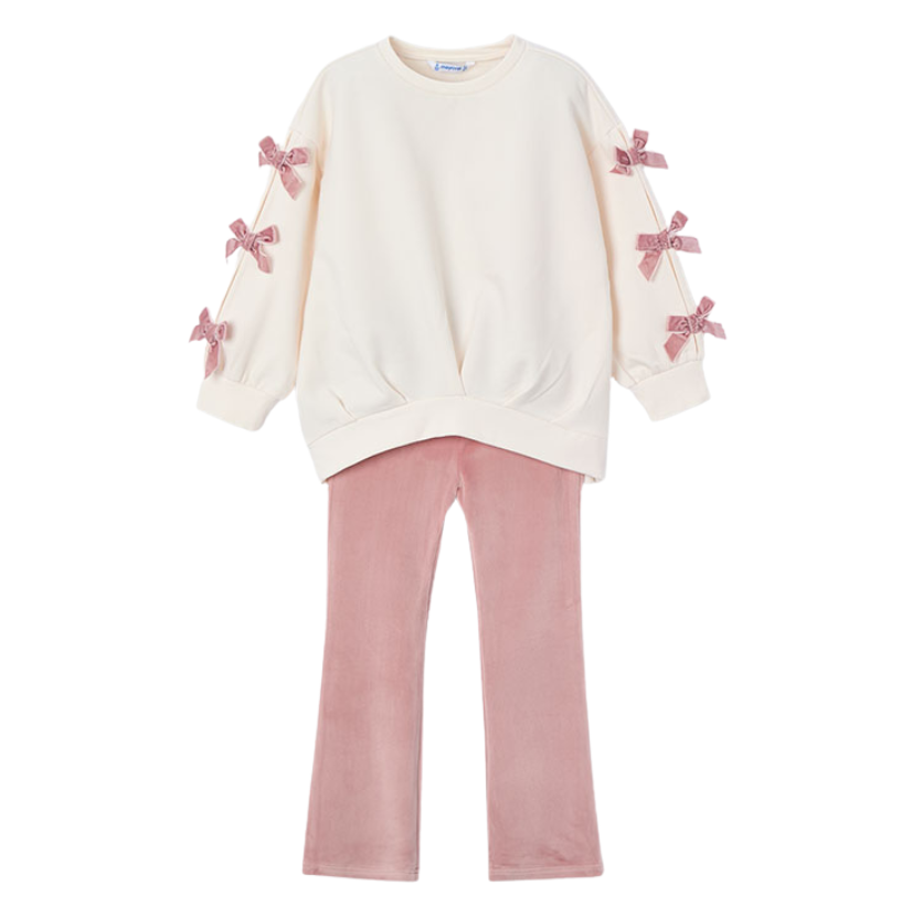 AW25 Mayoral Pink Bow Flared Leggings Set