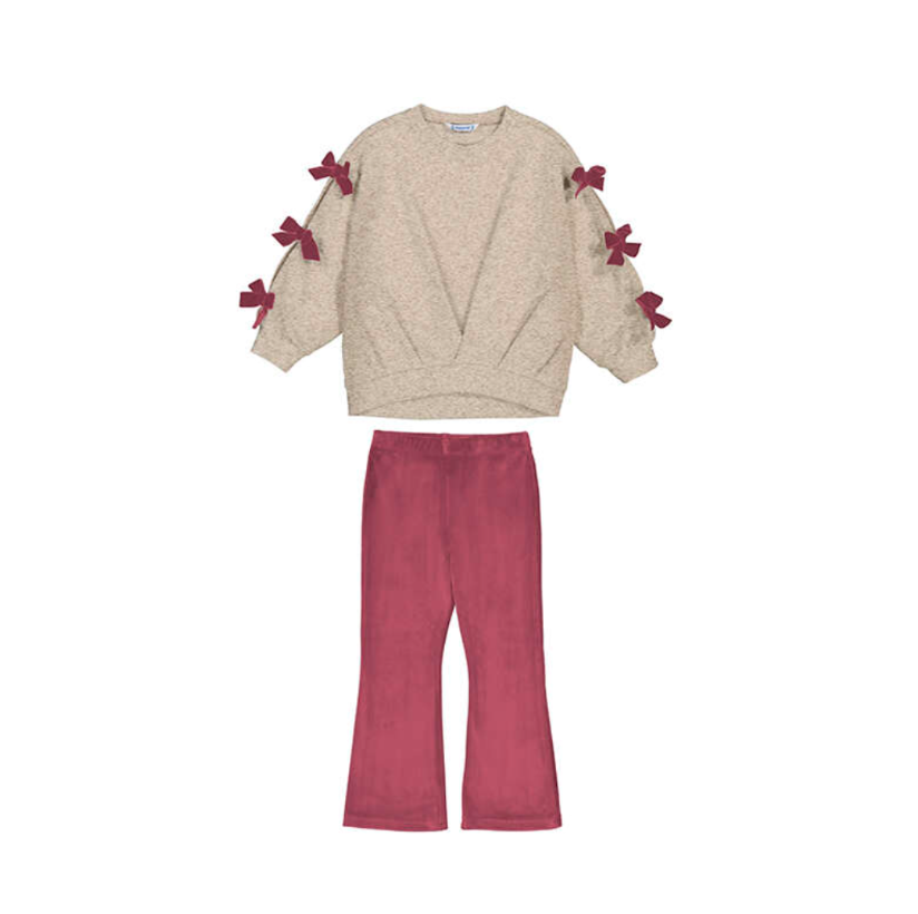 PREORDER AW25 Mayoral Red Bow Flared Leggings Set