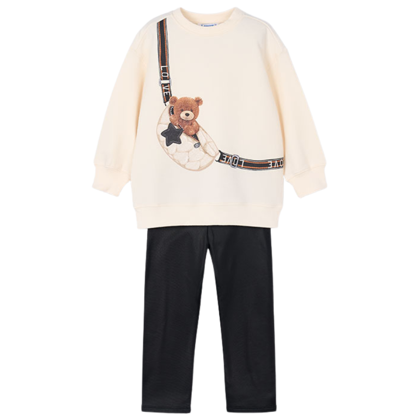 PREORDER AW25 Mayoral Black Teddy Bear Bag Leggings Set