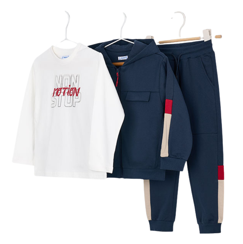 PREORDER AW25 Mayoral Navy 'Non Stop Motion' Three Piece Tracksuit