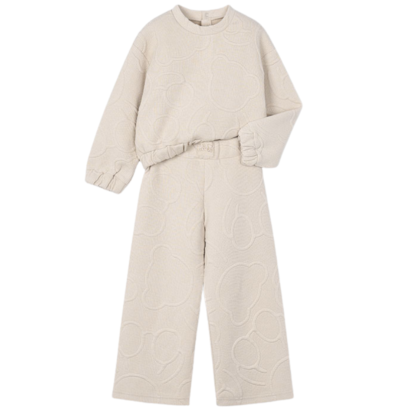 AW25 Mayoral Beige Wide Leg Teddy Bear Tracksuit