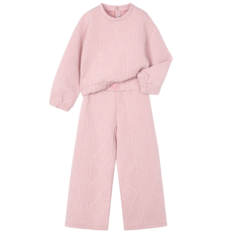 AW25 Mayoral Pink Wide Leg Quilted Tracksuit