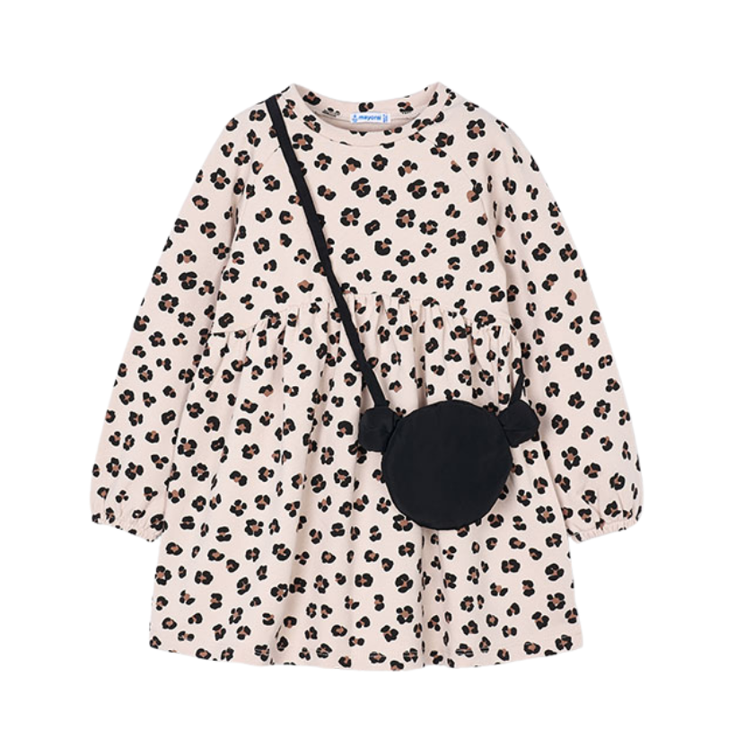 PREORDER AW25 Mayoral Beige & Black Leopard Print Handbag Dress