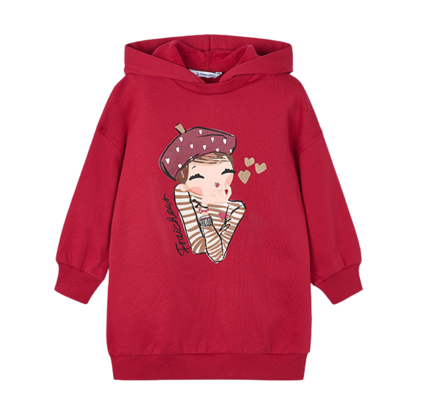 AW25 Mayoral Red 'Fraicheur' Girl Hoody Dress