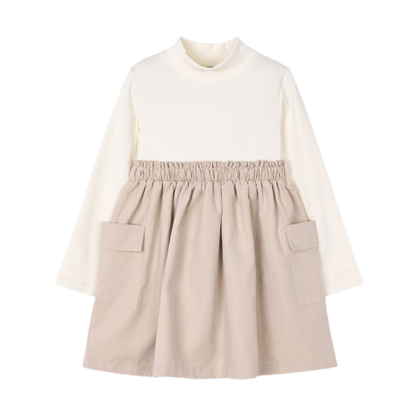 PREORDER AW25 Mayoral Beige Long Sleeve Pockets Dress