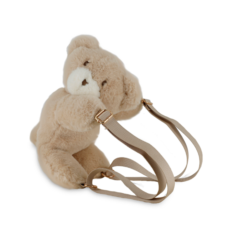 PREORDER AW25 Mayoral Beige Faux Fur Teddy Bear Backpack