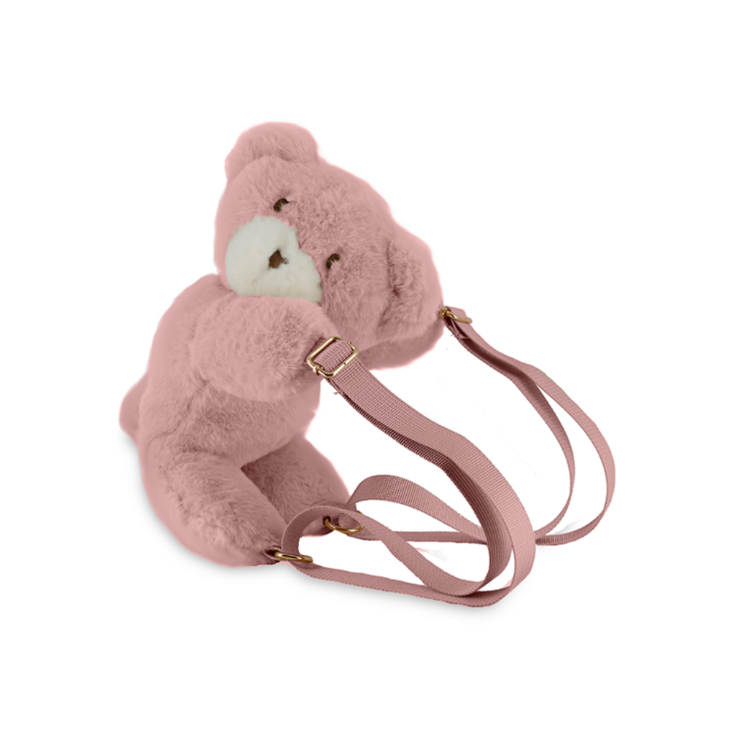 AW25 Mayoral Pink Faux Fur Teddy Bear Backpack