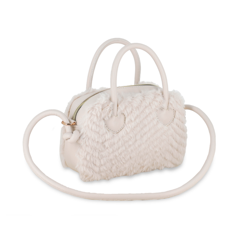 AW25 Mayoral Beige Faux Fur Handbag