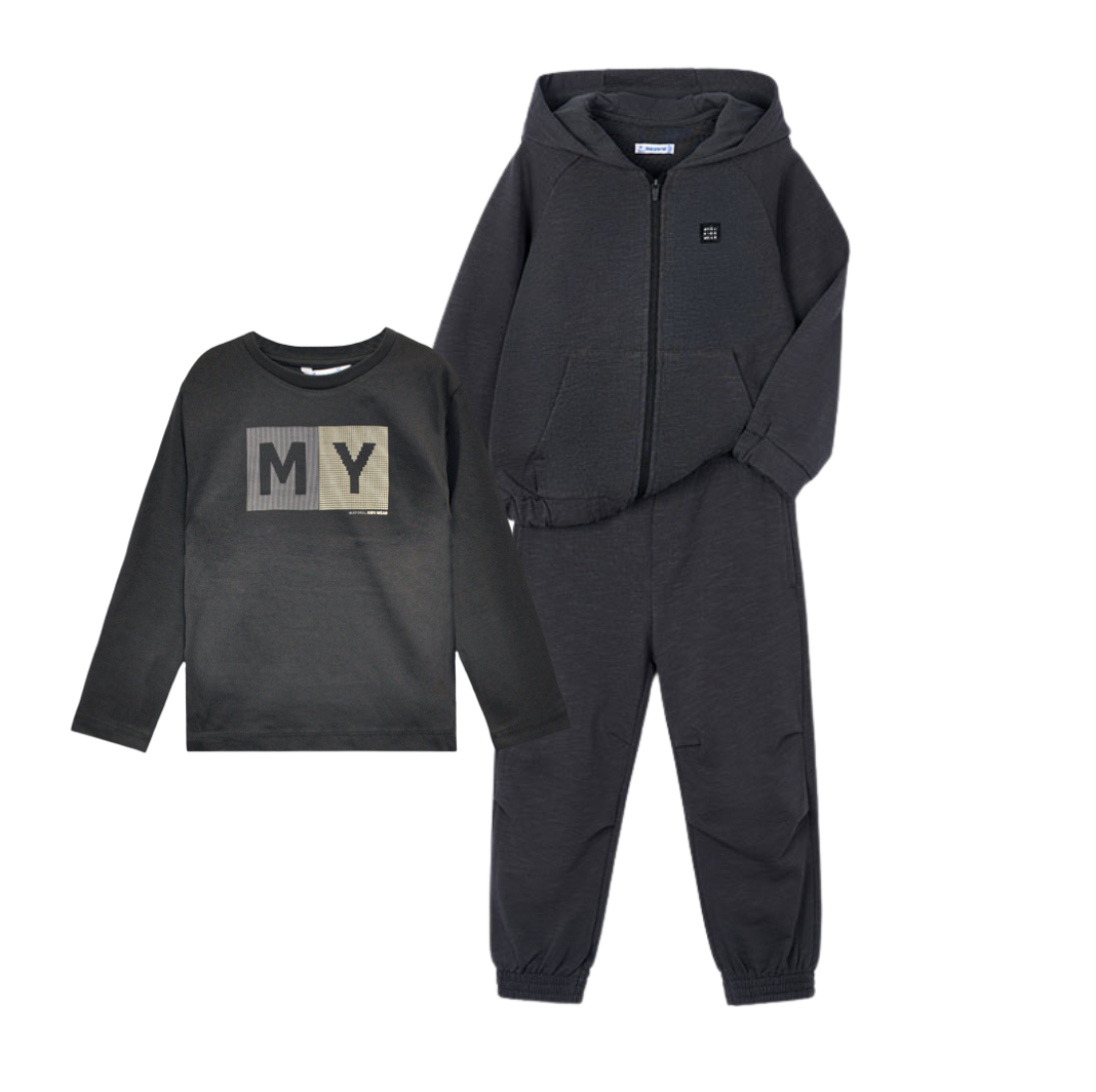 PREORDER AW25 Mayoral Black 'MY' Logo Three Piece Tracksuit