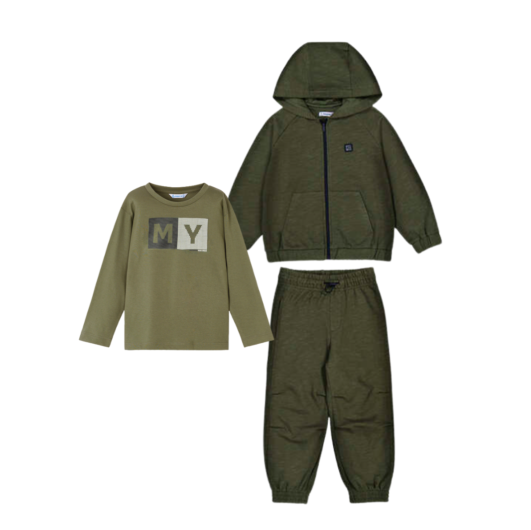 PREORDER AW25 Mayoral Green 'MY' Logo Three Piece Tracksuit