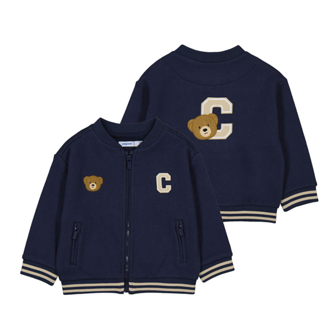 PREORDER AW25 Mayoral Navy Teddy Bear Varsity Jacket