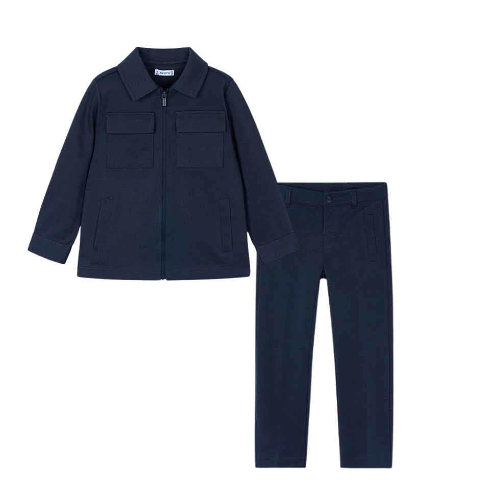 PREORDER AW25 Mayoral Navy Zipper Overshirt & Trousers Set
