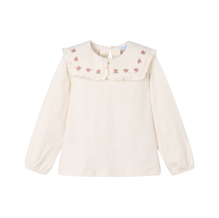 PREORDER AW25 Mayoral Cream & Pink Floral Collared Shirt