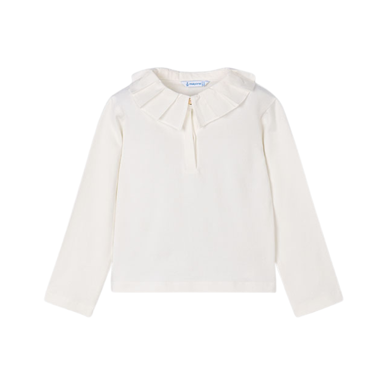 AW25 Mayoral Cream Frill Collared Shirt
