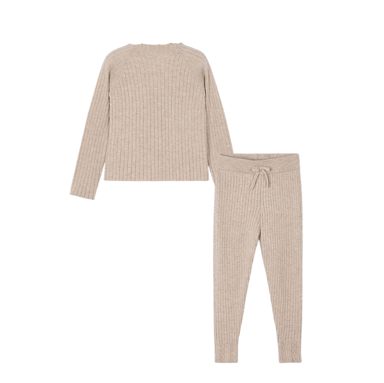 AW25 Mayoral Beige Ribbed Leggings Set
