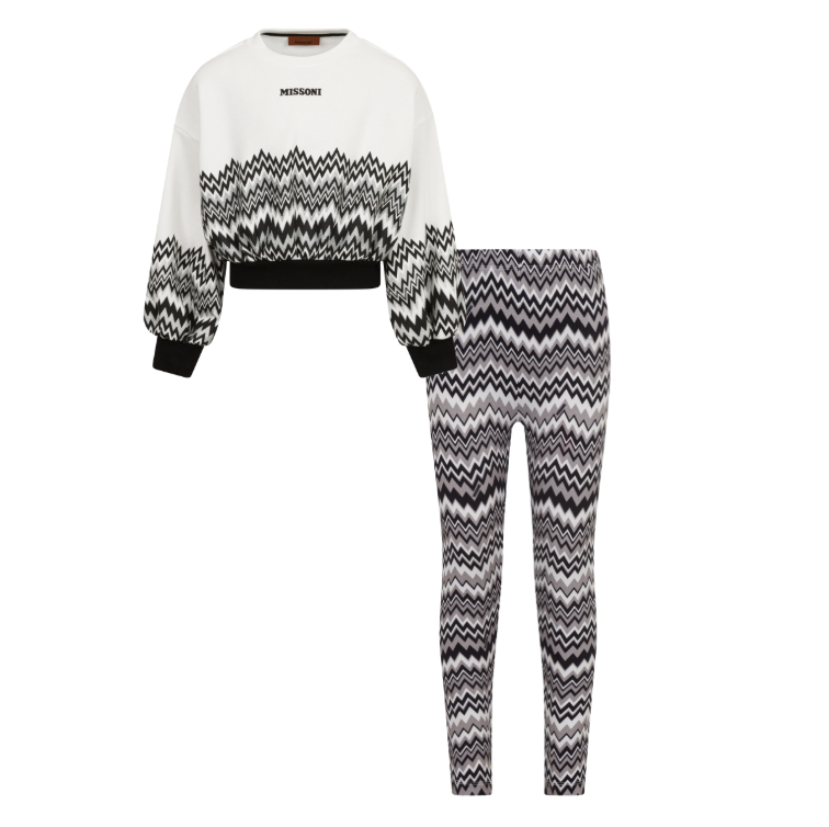 AW25 Missoni Black & White Chevron Sweatshirt & Leggings Set