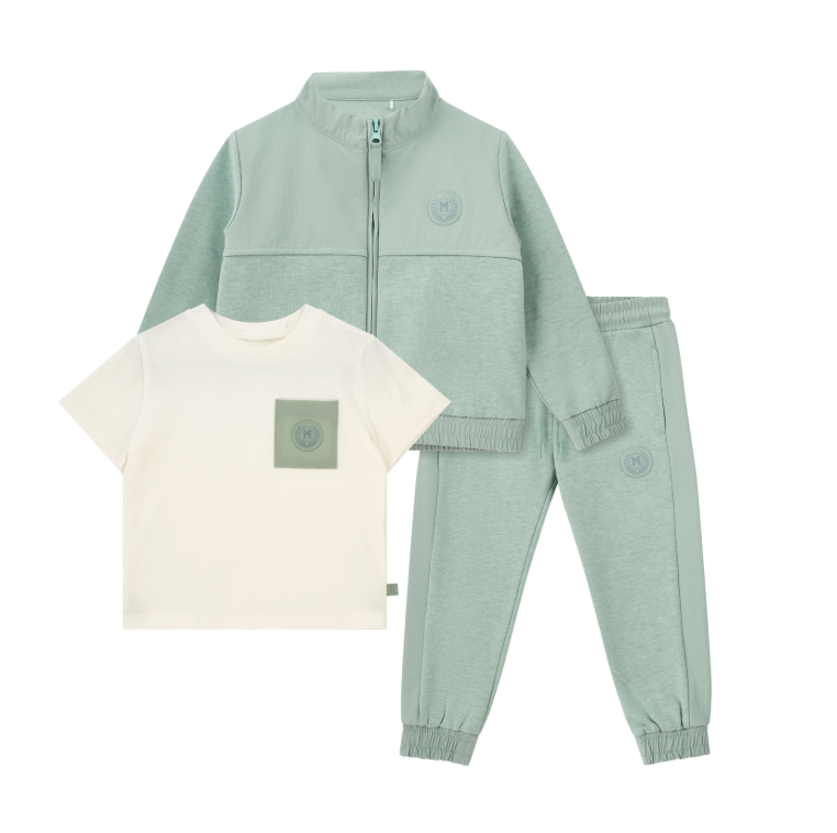 AW25 Mitch & Son JONATHAN & JASON White & Green Three Piece Zipper Tracksuit