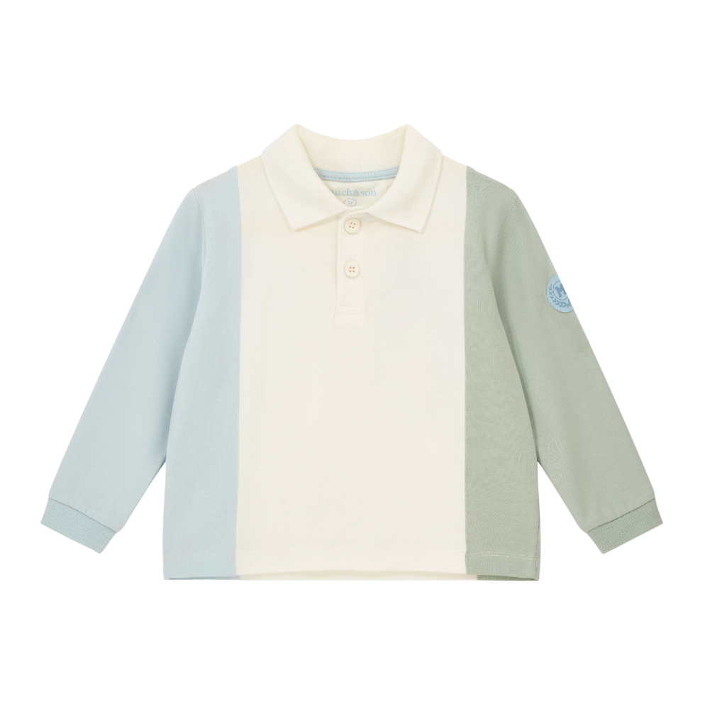 AW25 Mitch & Son JACE Blue White & Green Colour Block Polo Shirt